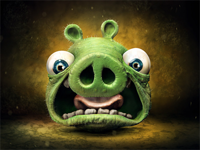 Angry pig icon 3d angry bird icon illustration ios iphone krol krolone pig zbrush