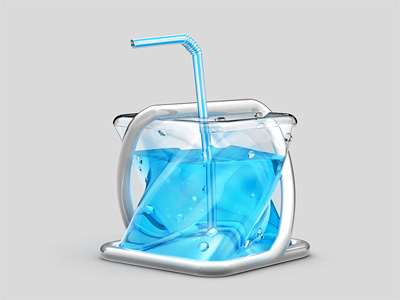 Beverage (3d icon) 3d 4d apple blue glass icon illustration krol krolone mac moscow russia ui