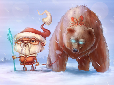 Have you been a good girl this year? bear christmas claus happy illustration krol krolone new photoshop postcart russia santa snow white year