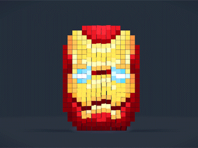 GIF (Iron man & Deadpool) 3d 4d animated animation cinema dead deadpool design drbl dribbble graphic hero heroes icon ios krol krolone motion pool super