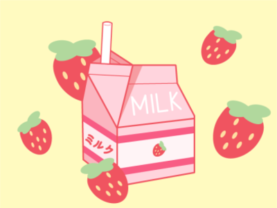 Strawberry Milk design digital art flat graphic design illustration illustrator minimal pink strawberry vector