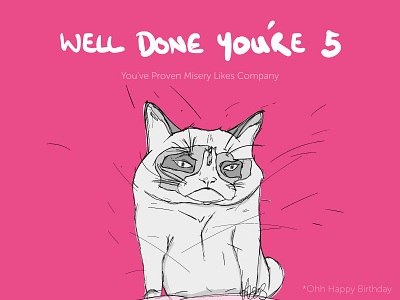 happy grumpy cat drawing