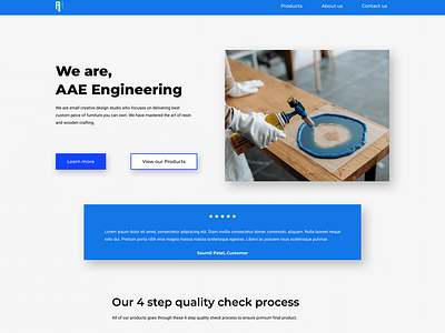 AAE Engineering ecommerce website landing page