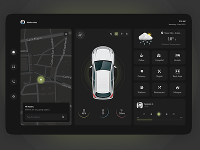 Navigation App car app dark mode figma ui