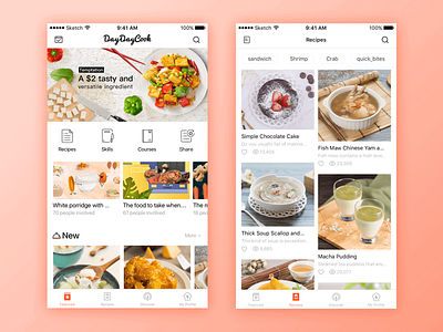 Homepage/Recipes app ui 交互