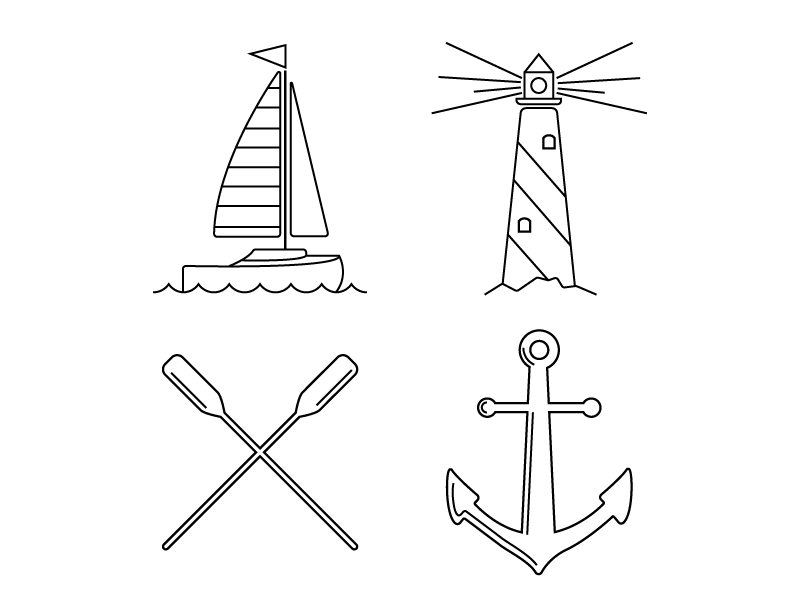 Nautical Elements anchor coastal lighthouse oar sailboat summer