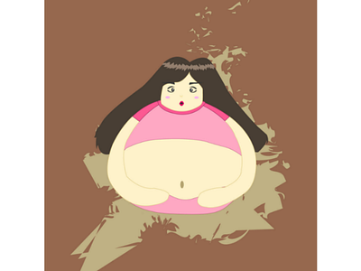 Big girl anime big brown cartoon character design flat design fun funny girl pink simple