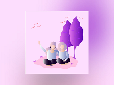 Friends bestfriend camp design elegant flat flatdesign friend fun nature people pink play playing purple simple tree