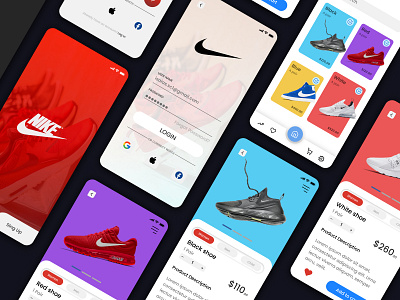 Nike shoe store app branding design ui ux