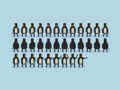 Penguin pogo animation pixel art