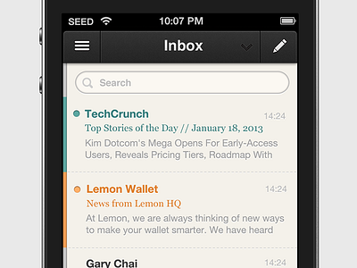 Seedmail 1.0 Inbox email inbox mail timeline