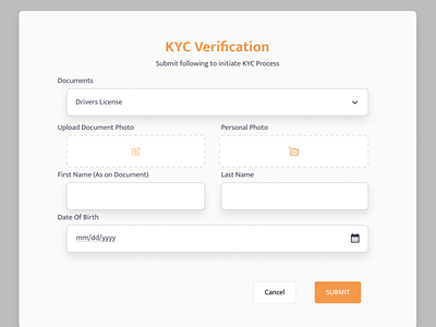 KYC Verification form design ui