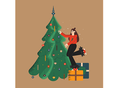 Christmas tree art character design christmas christmas tree flat happynewyear illustration merry christmas vector