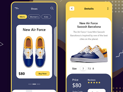 Air Force Shoes Mobile App Design app branding design icon illustration logo typography ui ux vector web