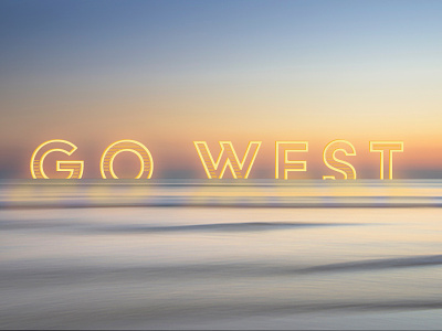 Go West 3.0 design graphic design horizon illustration ocean photography sky sunset type vector water west