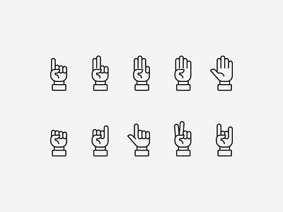 Hand Icons fist hand hand sign icon set icons index finger peace pointing rock on