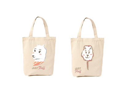 Just Fluff Ad Campaign: Tote Bags branding design illustration logo m