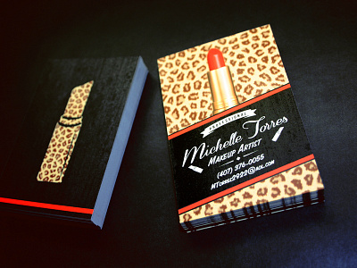 Makeup Artist business card artist business card cheeta leopard lipstick makeup