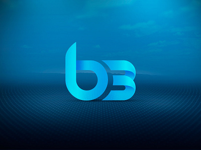 B3 blue curves folds gradient logo music scenery tron type
