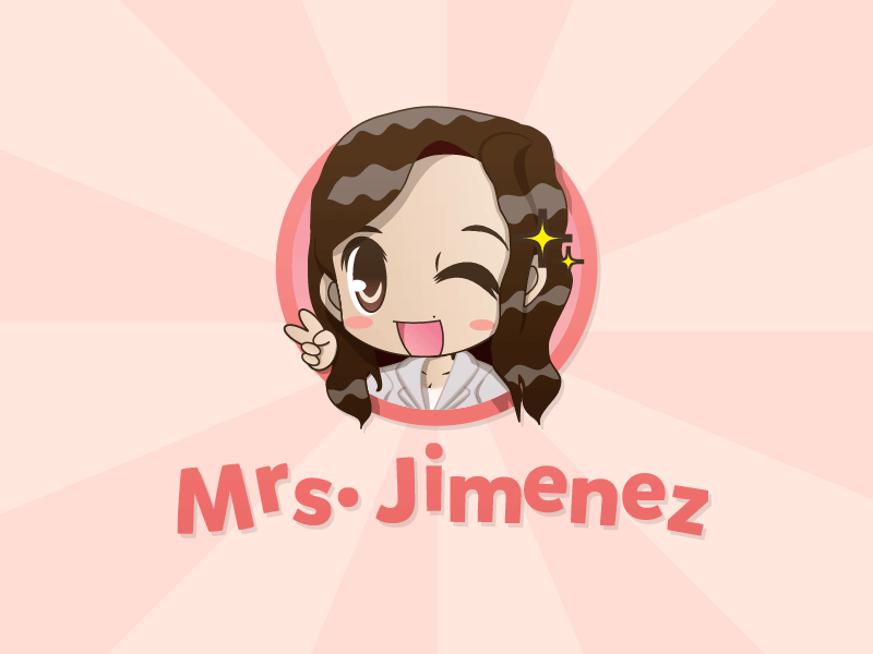 Mrs. Jimenez Wink adorable anime brand cartoon chibi cute logo teacher wife wink