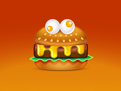 Burger Beast beast burger cheese creature food hamburger icon logo mark monster oozing restaurant