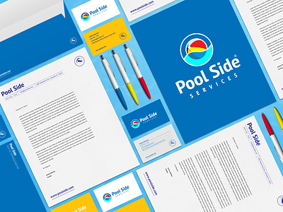 Pool Side Services branding ball branding business card cleaning corporate identity logo pool services
