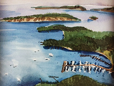 Roche Harbor harbor illustration landscape sketch watercolor