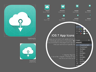 ios 7 App Icons Artboard Template app artboards icons illustrator ios 7 ipad iphone mobile template ui ux vector