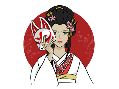 Kitsune lady characterart characterdesign characterillustration design digitalart digitaldrawing drawing graphic design graphic designer illustration illustrator japanese kimono kitsune vector vectorart