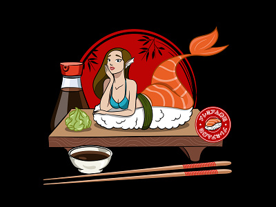 Premium sushi design digitalart drawing foodie graphic design graphic designer illustration illustrator mermaid sushi sushilovers vector