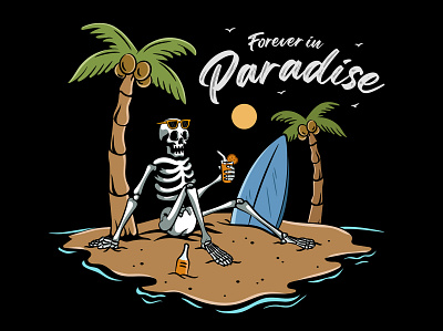 Forever in Paradise design digitalart drawing graphic design graphic designer illustration illustrator islandlife paradise skull tshirt vector vectorart webshop