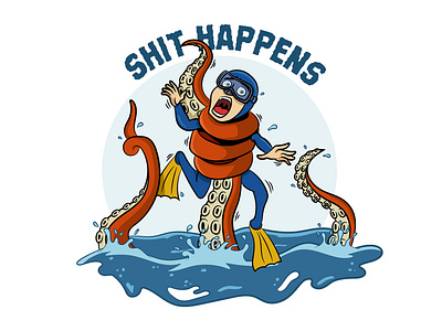 Sh*t happens characterart characterdesign comic design digitalart digitaldrawing graphic design graphic designer illustration illustrator ocean octopus scubadiver vector vectorart