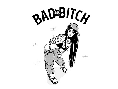 Bad Ass Bishhh baddie characterart characterdesign characterillustration chick dangerous design digitalart female graphic design graphic designer illustration illustrator sexy tattoo tough vector vectorart wifey woman