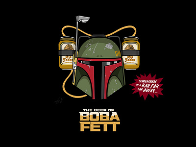 The beer of Boba Fett beer bobafett characterart characterdesign characterillustration design digitalart digitaldrawing drawing galaxy graphic design graphic designer illustration illustrator jabbathehutt space starwars thebookofbobafett vector vectorart