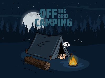 Off the grid camping calm camping characterart characterdesign characterillustration design digitalart graphic design graphic designer graphicart illustration illustrator moon nature night offline outdoors peace vector