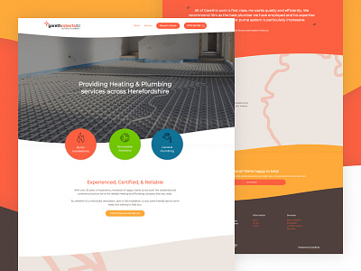 Plumbing & Heating Engineer Website Design front end heating landing page orange plumbing service trade web web design