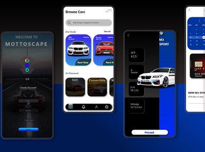 Mottoscape - Car rental app app app design mobile app rent rental app rental car uidesign uiux uxdesign