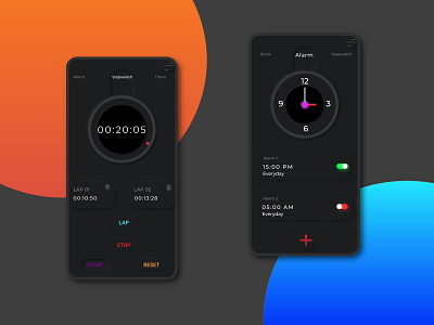 Clock App(Android) alarm alarm app app app design clock clockapp darkmode darktheme dribbble neumorphic ui ux uidesign uiuxdesign uxdesign