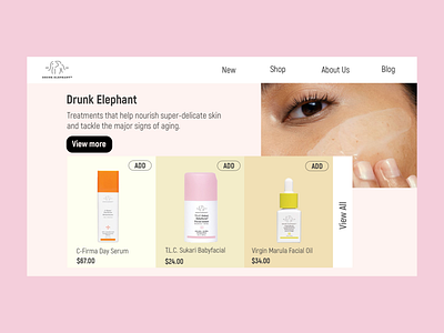 Landing page for skincare