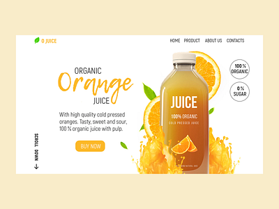 Landing Page For an Organic Juice design flat landingpage orange ui ux webdesign