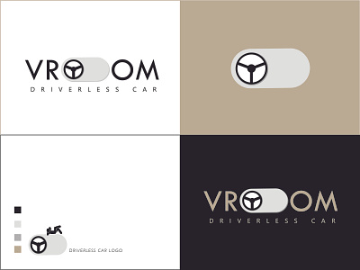 Driverless Car Logo - VROOOM branding car dailylogochallenge driverless car logo logo design steering wheel switch vrooom