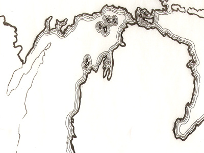 Michigan Map great lakes state hand drawn illustration map mi michigan mitten topographical