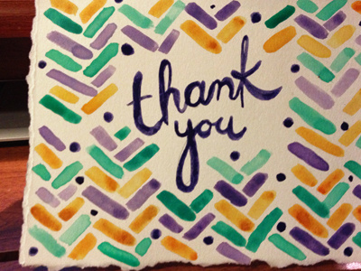 Thank You, Plenty green hand lettering herringbone orange purple thank watercolor you