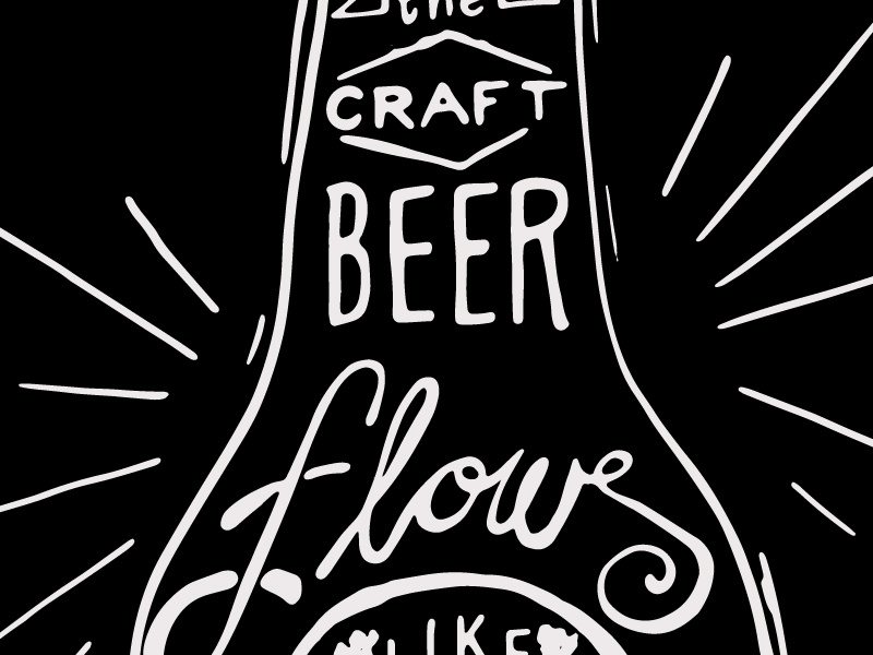 Craft Beer hand lettering chalk inspired craft beer lines black white