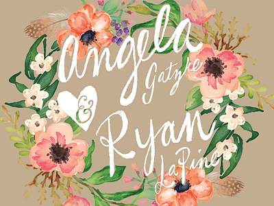 Angela Loves Ryan pt. 1 bohemien creative market hand lettering invitations krafttone script watercolor wedding