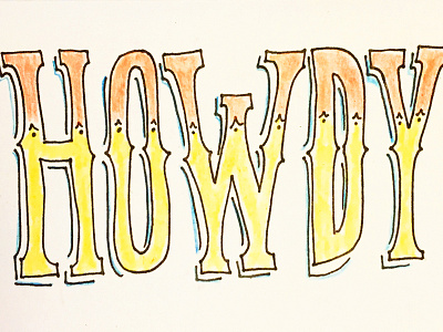 Hand Drawn Card card hand lettering howdy orange western yellow