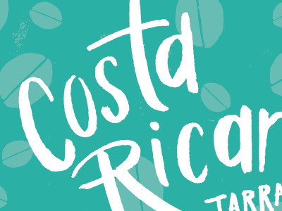 Coffee Packaging beans brush pen coffee costa rican hand lettered packaging teal white