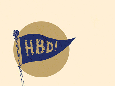 HBD dood birthday flag gold hand drawn hand lettered happy birthday navy texture