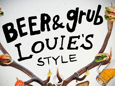 Louie's Bar & Grill bar grill bar food beer burgers hand lettered handwriting photogrpahy photoshoot sandwiches