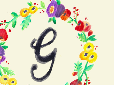 Watercolor G #2 hand lettering illustration stationary watercolor